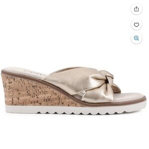 Cliffs by White Mountain Womens Adrielle Faux Leather Open Toe Slide Sandals